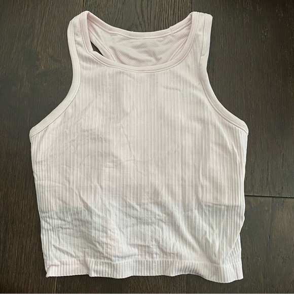 LULULEMON EBB TO STREET CROPPED TANK TOP LIGHT PINK S - Picture 1 of 2